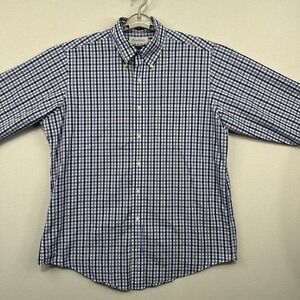 Brooks Brothers Men's Long Sleeve Blue Plaid Button Up‎ 16-32/33 100% Cotton